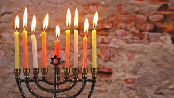 Simboli di hannukah di vacanza ebrei - menorah — Video Stock