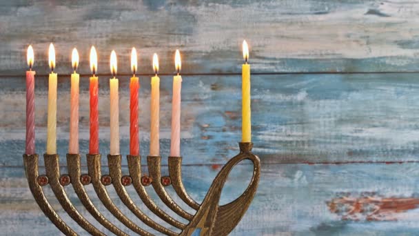 Símbolo de férias judaico Hanukkah, o Festival Judaico de Luzes — Vídeo de Stock