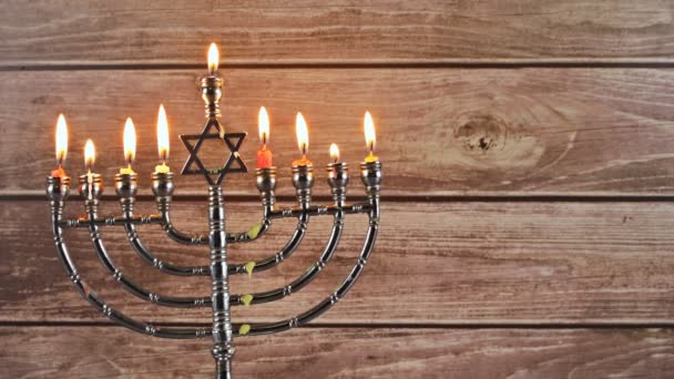 Davut'un yıldızı Hanukkah menorah — Stok video
