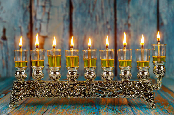 Jewish holiday hannukah symbols - menorah
