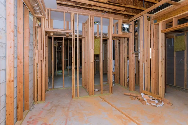 Basement framing construction interior frame of a new house — Stock Photo, Image