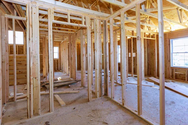 Interior framing beam of new house under construction home framing — Stock Photo, Image
