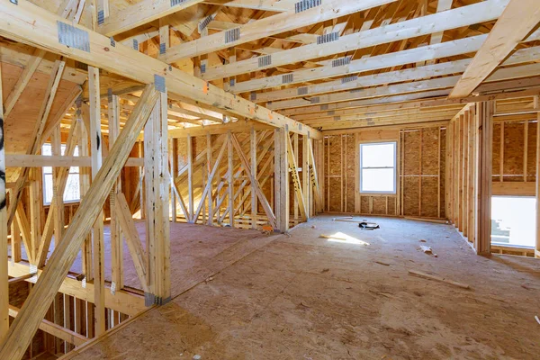 Close-up of roof on stick built home under construction — Stok fotoğraf