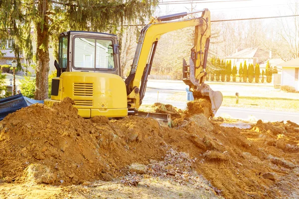 Graafmachine Lader Grondverzet Werken Rond Bouwplaats — Stockfoto