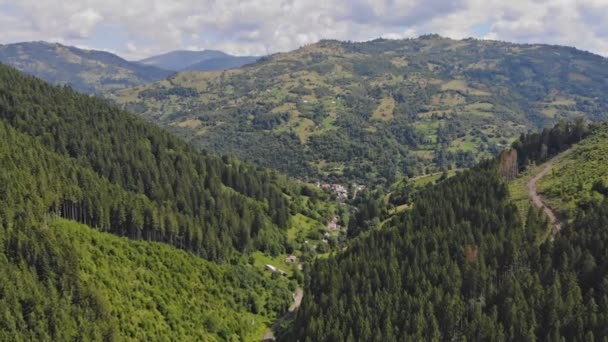 Carpathian beautiful mountain landscape in the Ukrainian Aerial drone footage — Stockvideo