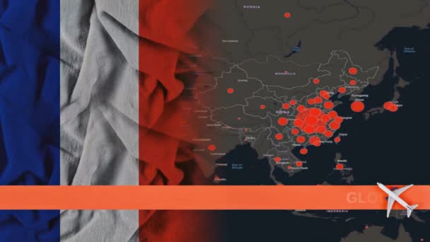 Baned podróżuje kwarantanną globalny wirus korony pandemicznej Covid-19 Chiński wirus koronawirusowy zakażenie Francji — Wideo stockowe