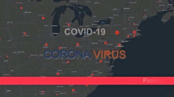 Coronavirus en USA Quarantine, US mapa de Covid-19 — Vídeos de Stock