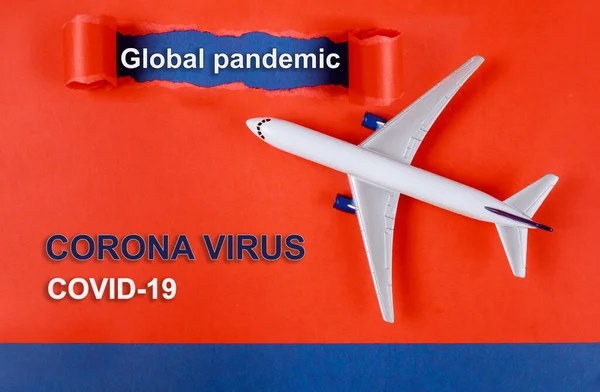 带试管血液平面的Coronavirus Covid 19的全球大流行病 — 图库照片