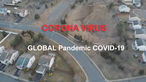 Pandemia cancelada cuarentena de viaje covid-19 Vista aérea de casas vecinales en la calle — Vídeos de Stock