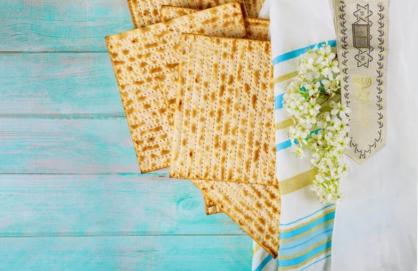 Matzoh Vacanza Ebrea Con Matzah Una Pasqua Haggadah — Foto Stock