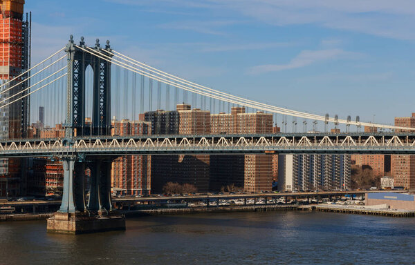 Beautiful view to Manhattan bridge street, Brooklyn, New York City U.S.