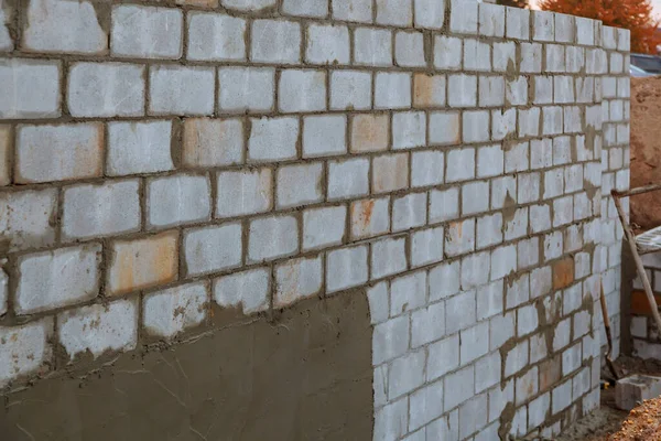 Oprichting Van Een Gebouw Van Blokken Met Het Leggen Van — Stockfoto