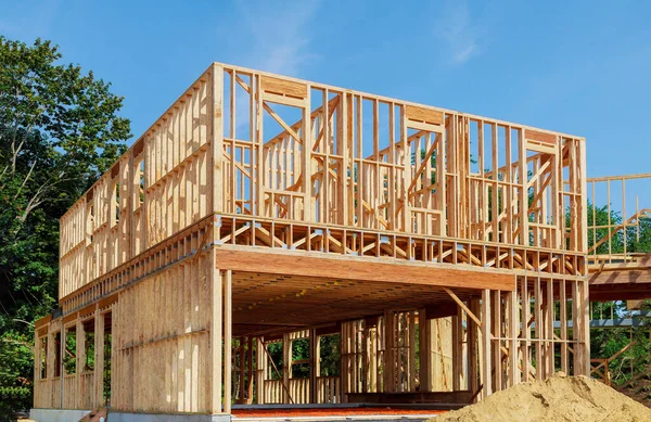 Framing beam of new house under construction home beam construction