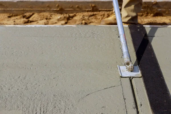 Construction Workers Laying Concrete Mixer Concrete Mixer Sidewalk — Stock Photo, Image