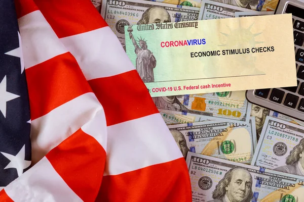 Covid Lockdown Stimulus Bill Billets Banque Espèces Dollars Américains Pandémiques — Photo
