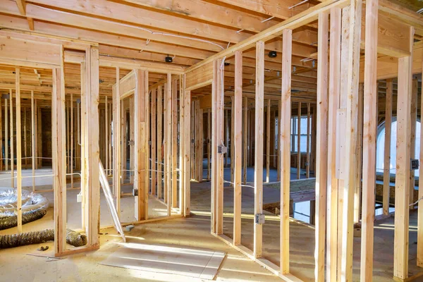 Framing Home Unfinished Wood Building House Construction — Stock Photo, Image