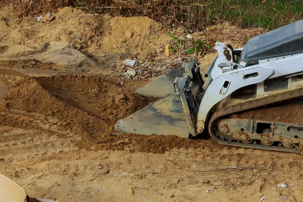 Bulldozer Colher Trabalhando Nas Obras Escavação Terra Movimento — Fotografia de Stock