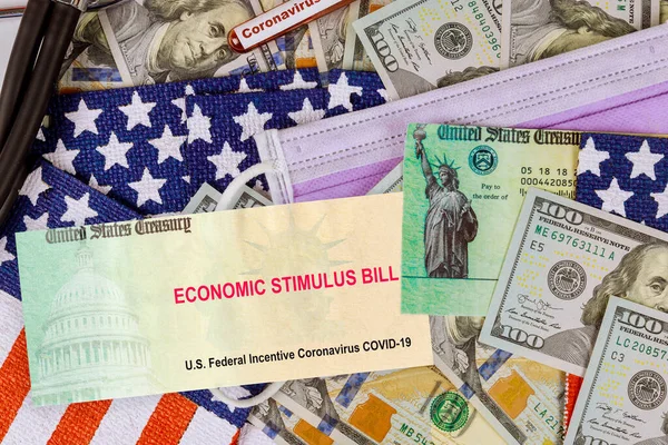 Covid Lockdown Stimulus Bill Billets Banque Espèces Dollars Américains Pandémiques — Photo