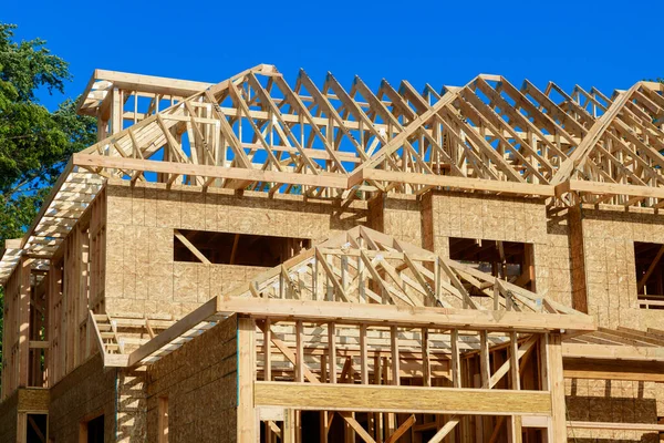 New Residential Construction Home Framing Home Blue Sky — Stock Photo, Image