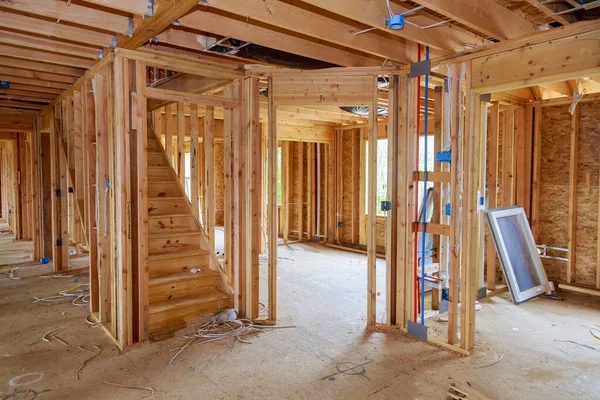 Wooden Beam House Residential Construction Home Framing — Stock Photo, Image