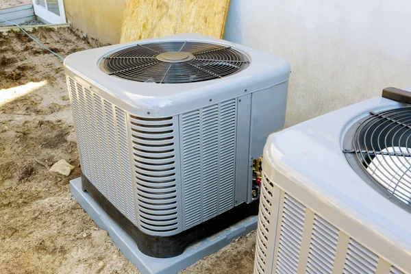 Installation Système Climatisation Ventilation Dans Maison Neuve Construction — Photo