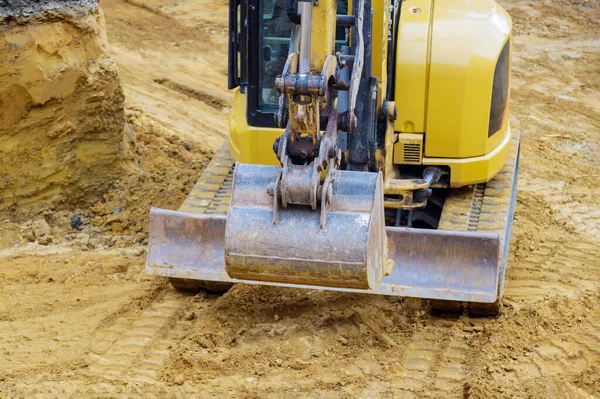 Excavator Earthwork Foundation Construction Backhoe Loader Digs Underground Stock Image