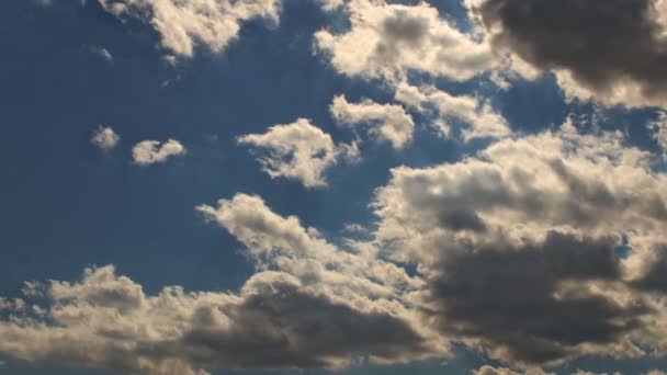 Día soleado cúmulo nube scape cielo azul y nube blanca. Timelapse nubes rodantes — Vídeos de Stock