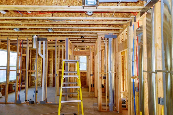 Framed Residential Home Basic Rough Plumbing Completed New Construction — Stock Photo, Image