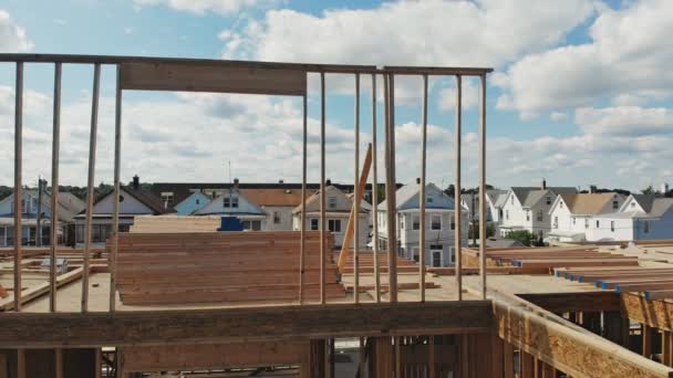 Wooden construction new residential home beam framing