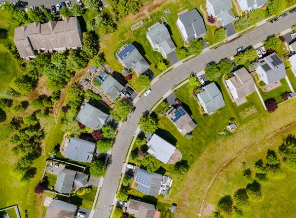 Panoramautsikt Över Stadsdelen Singel Familj Över Förortsbostäder Bostadsområde Med Brooklyn — Stockfoto