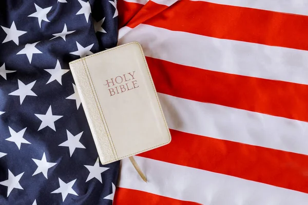 American Flag Prayer America Holy Bible Flag Background — Stock Photo, Image