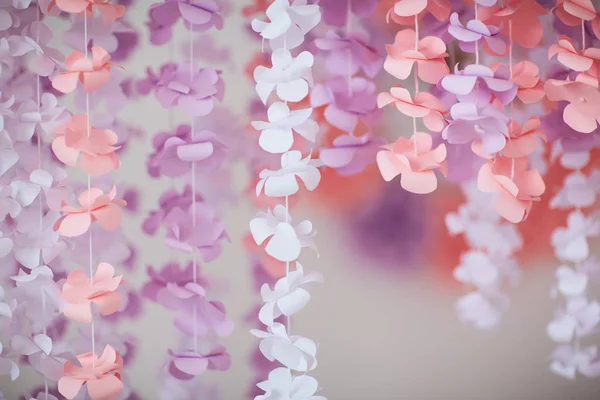 garlands of paper flowers