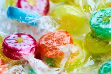 meyve renkli şeker lolipoplar