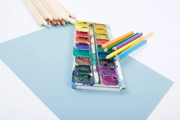 School supplies on white background — Stock Photo, Image