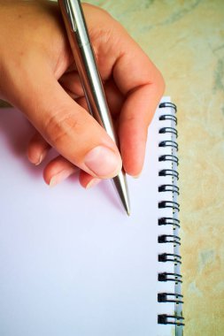 bir defter kalem ile yazmak 