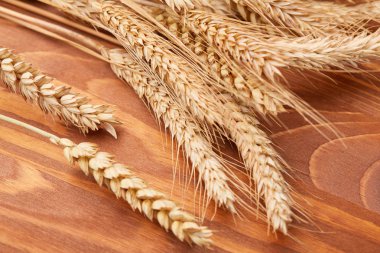 ahşap zemin üzerinde buğday spikelets