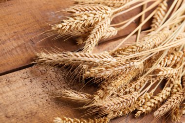 ahşap zemin üzerinde buğday spikelets