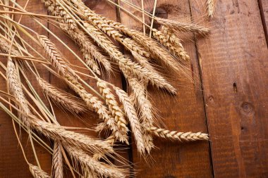 ahşap zemin üzerinde buğday spikelets