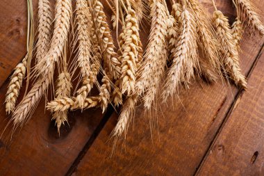 ahşap zemin üzerinde buğday spikelets