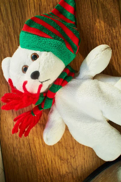 Oso de peluche de Navidad blanco — Foto de Stock