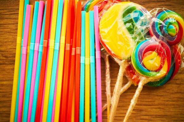 Multicolored cocktail sticks and lollipops — Stock Photo, Image