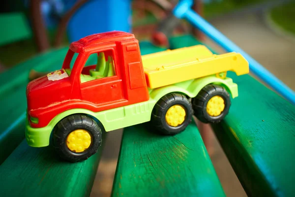 Toy truck on the bench — Stock Photo, Image