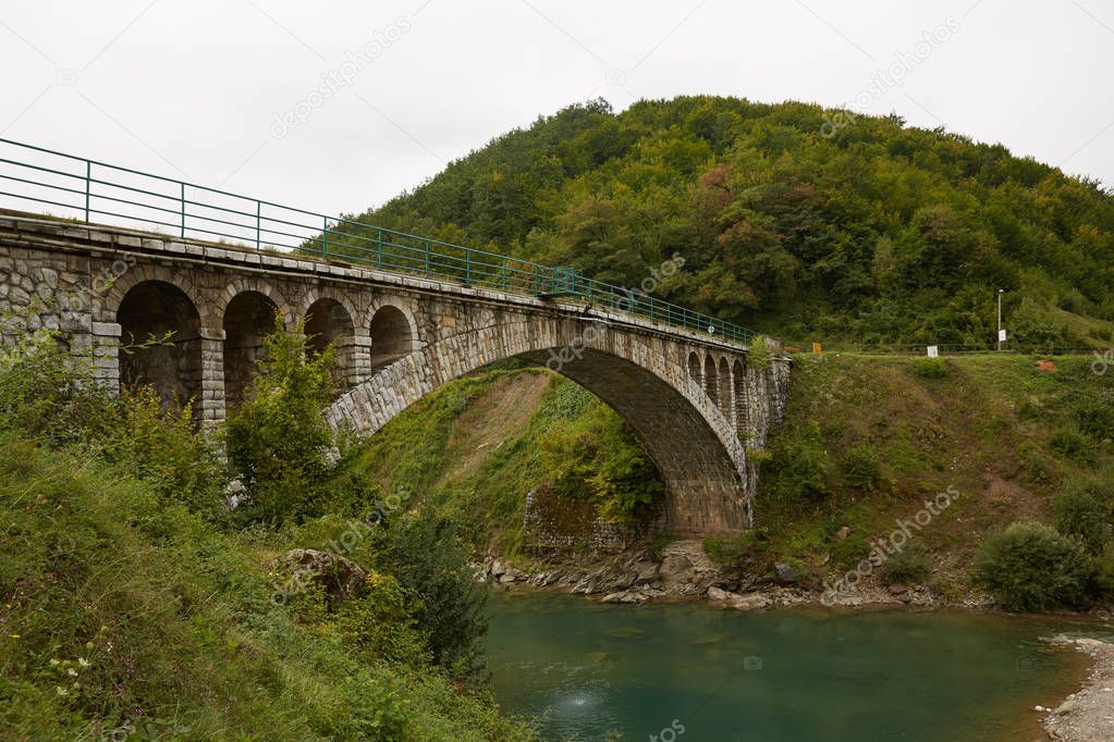 bridge over the river in the mountains of Montenegro