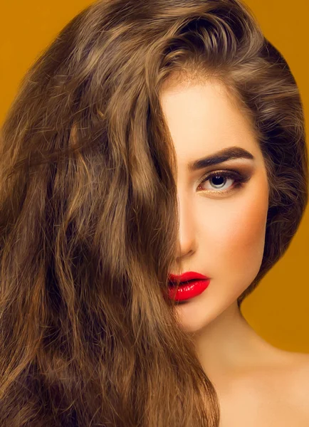 Retrato de una hermosa mujer de cabello castaño —  Fotos de Stock