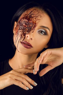 portrait of a girl with creative make-up for halloween clipart