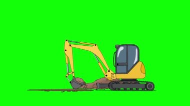 Endüstriyel Ekskavatör kazma delik yeşil ekranda izole