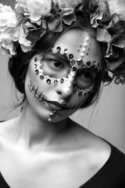 Halloween moda Model Rhinestones ve çiçek çelenk ile