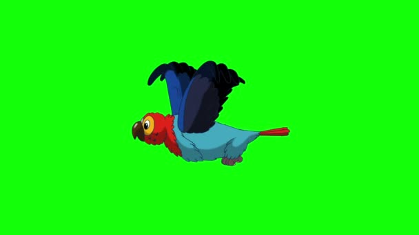 Kleurrijke Parrot vliegen. Klassieke handgemaakte animatie — Stockvideo