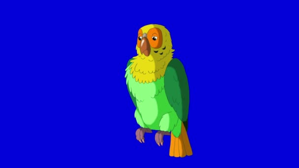 Green Parrot Gets Angry. Classic Handmade Animation — Stock Video