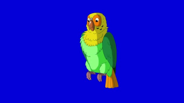 Green Parrot Talks. Classic Handmade Animation — Stock Video